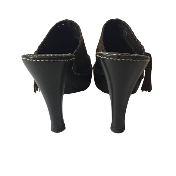 Coach Katryna Brown Suede Fringe Mule Clog Heels Boho Buckle Slip On 7B - Picture 8 of 9